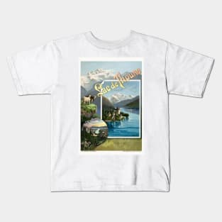 Lac de Thoune Switzerland Vintage Poster 1893 Kids T-Shirt